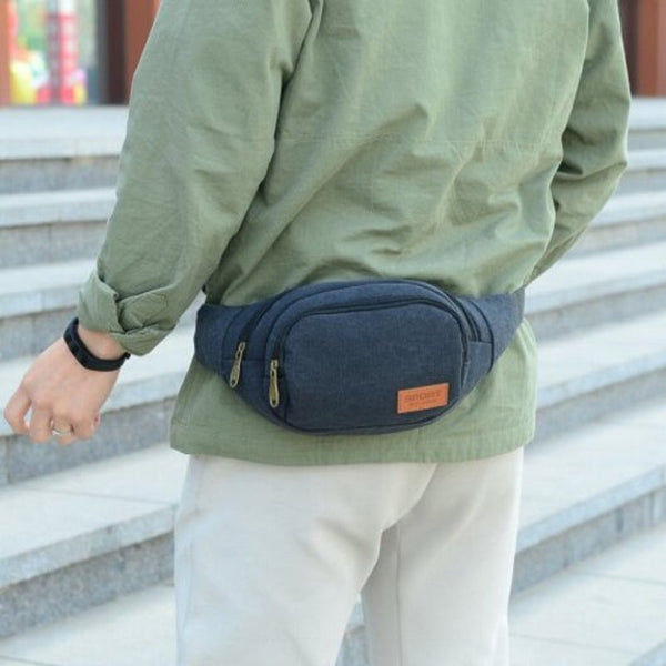 Men's Pockets Outdoor Multi Purpose Vintage Canvas Waist Pack Chest Bag