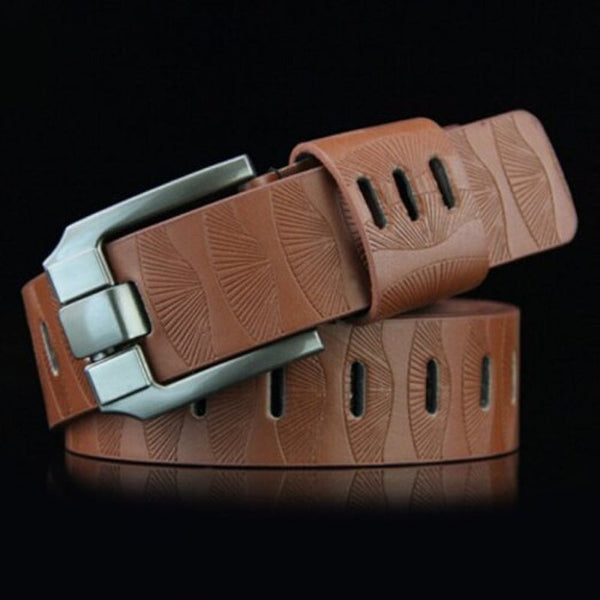 Men's Retro Solid Color Belt Korean Easy Match Business Waistband Casual Coffee