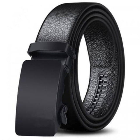 Men's Simple Solid Color Belt Automatically Buckle Daily Casual Waistband Black