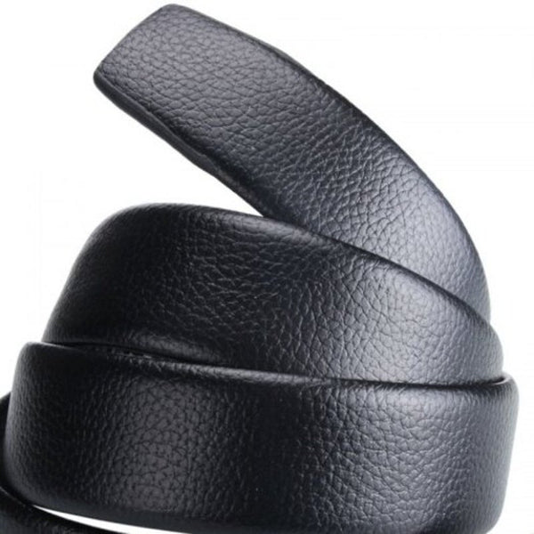 Men's Simple Solid Color Belt Automatically Buckle Daily Casual Waistband Black