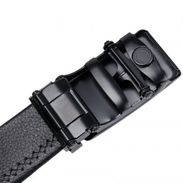 Men's Starry Sky Automatic Buckle Belt Youth Double Edging Coverage Scratch Resistant Waistband Black