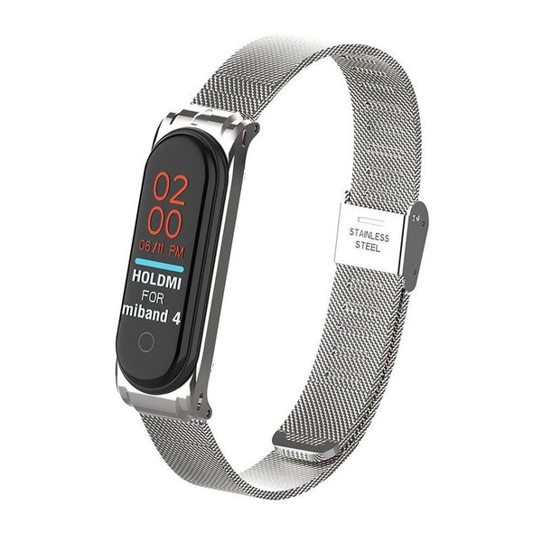 Metal Strap Wristband For Mi Band 3 4 Replacement Silver