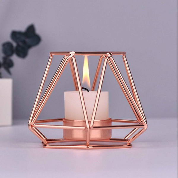Metal Nordic Candle Holder In Gold Or Rose Home Decor Accessory