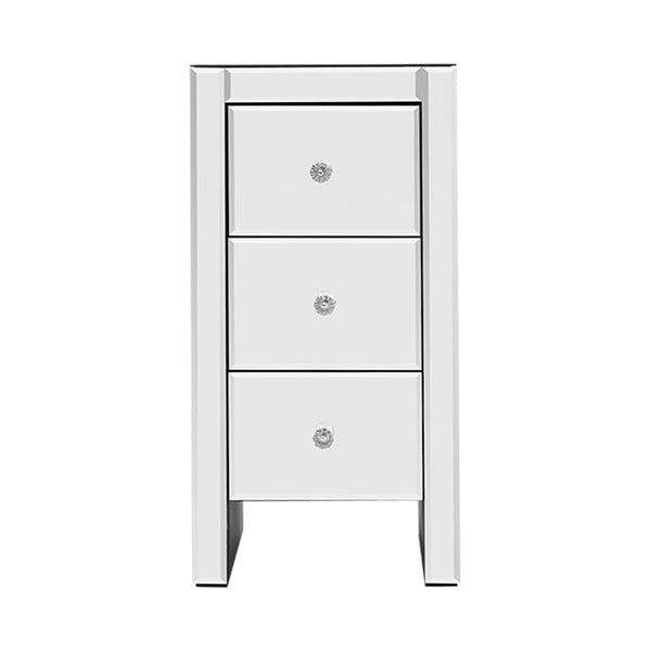 Artiss Mirrored Bedside Table Drawers Furniture Glass Quenn Silver