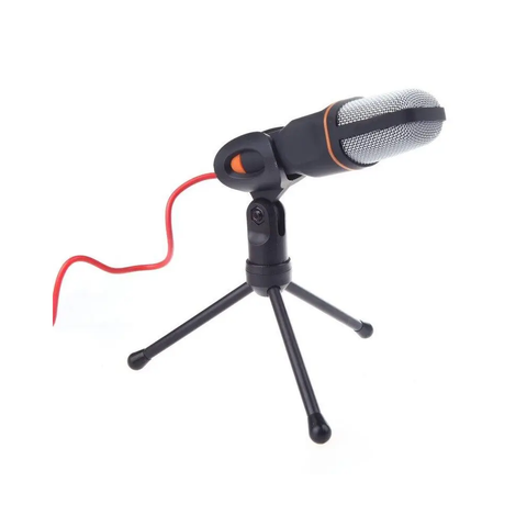 Mic Wired Condenser Microphone With Holder Clip For Chatting Singing Karaoke Pc Laptop Black