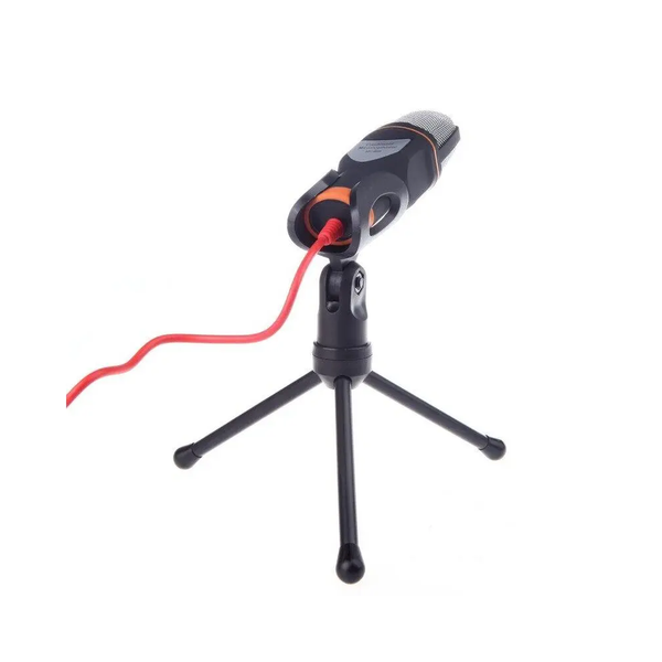 Mic Wired Condenser Microphone With Holder Clip For Chatting Singing Karaoke Pc Laptop Black