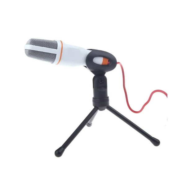 Mic Wired Condenser Microphone With Holder Clip For Chatting Singing Karaoke Pc Laptop White