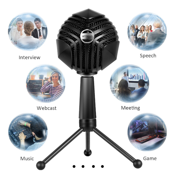 Microphones Gm 888 Usb Condenser Ball Shaped Desktop Mini Metal Tripod Stand For Pc Laptop Playing Games Computer Studio Recording Online Chatting Singing Broadcast Meeting