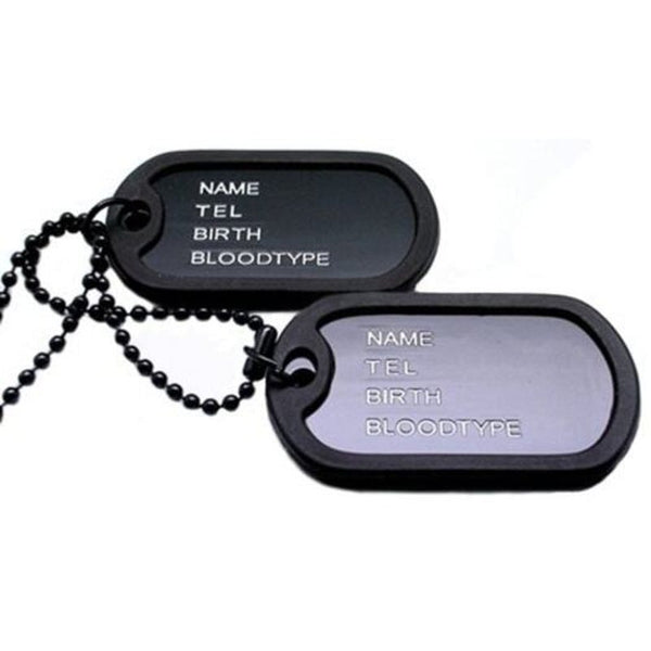 Military Army Style Black 2 Dog Tagss Chain Mens Pendant Necklace