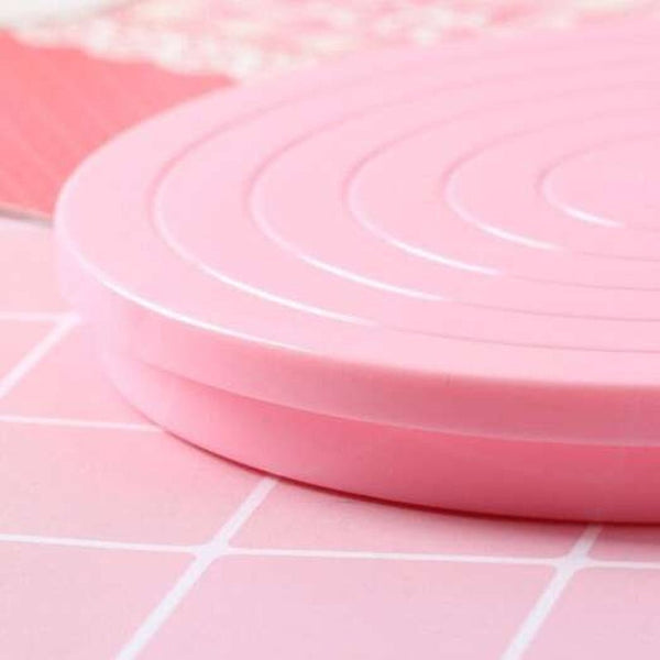 Mini 360 Degree Cake Rotating Plate Stand Platform Turntable Anti Skid Round Baking Tools Pink
