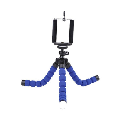 Phone Mobile Camera Holder Clip Smartphone Stand Octopus Mini Tripod Blue
