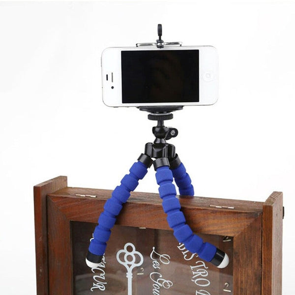 Phone Mobile Camera Holder Clip Smartphone Stand Octopus Mini Tripod Blue