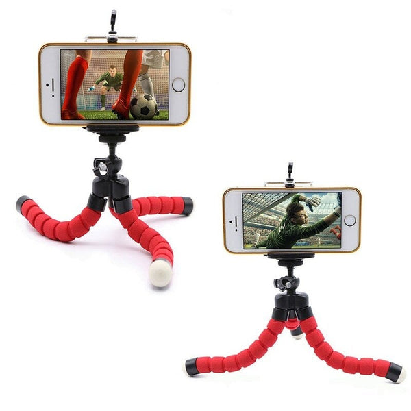 Phone Mobile Camera Holder Clip Smartphone Stand Octopus Mini Tripod Red