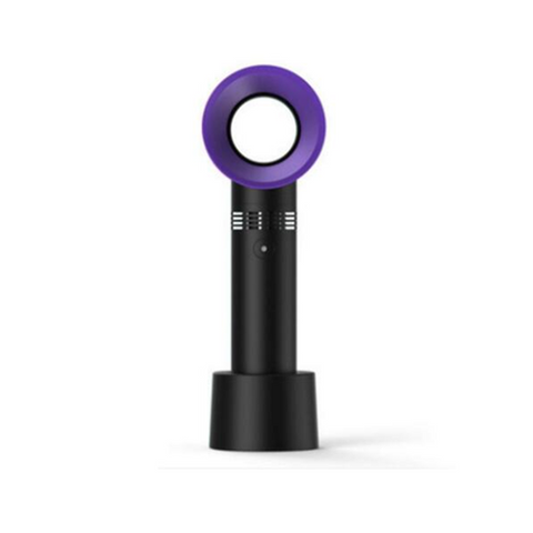 Mini Handheld Bladeless Usb Charging Fan Detachable Base Portable Ventilator Purple