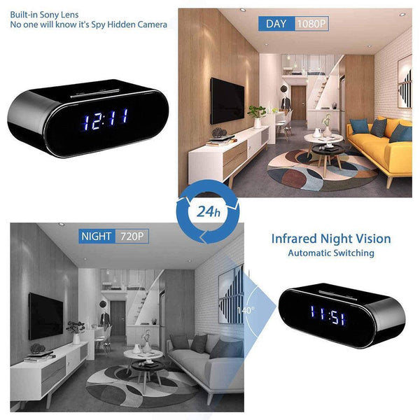 Alarm Clock 1080P Wifi Mini Camera Time P2p Ip / Ap Security Night Vision Motion Sensor Remote Monitor Micro Home