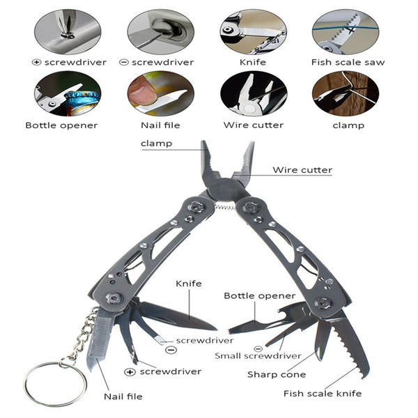 Mini Multifunction Fold Clamp Outdoor Survive Pocket Tool Wire Multitool Repair Cutter Plier Multipurpose Cable Stripper