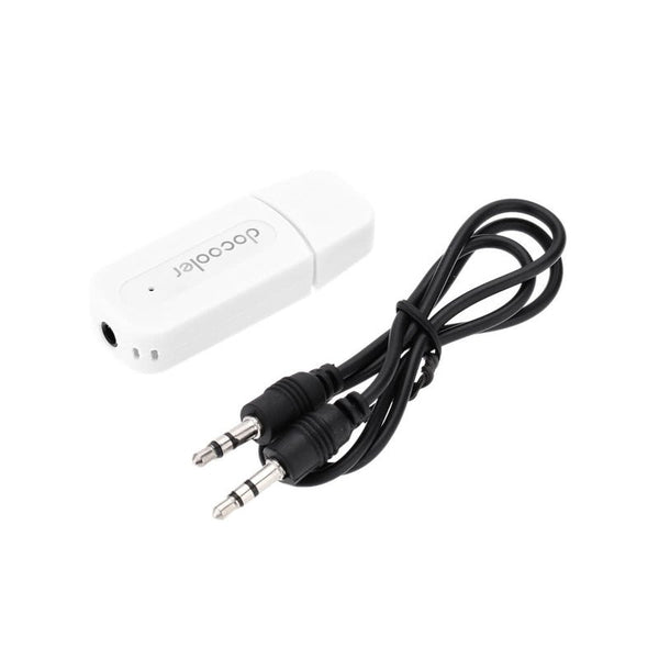 Mini Portable Usb 3.5Mm Aux Wireless Bt Music Audio Receiver Adapter Car Home System White