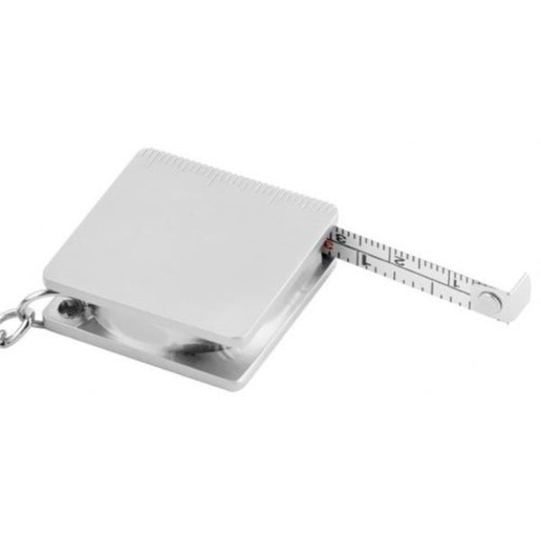 Portable Full Metal Ruler Tape Measure Multifunctional Keychain Silver