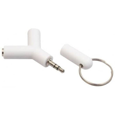 Mini Y Shaped Double 3.5Mm Audio Headset Adapter Connector Keychain White