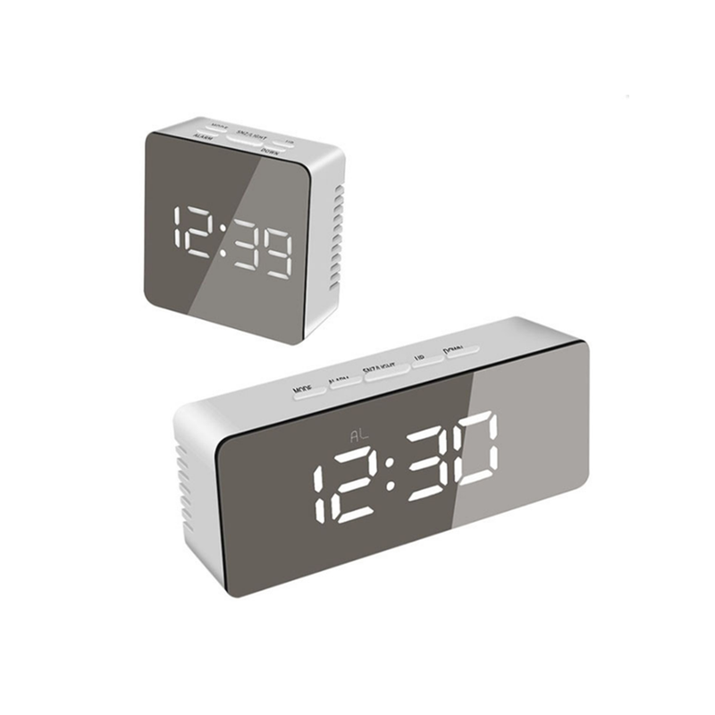 Mirror Alarm Clock Multifunctional Silent Led Digital White