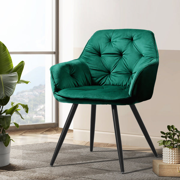 Artiss Set Of 2 Calivia Dining Chairs Kitchen Upholstered Velvet Green