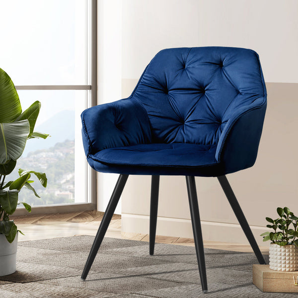 Artiss Set Of 2 Calivia Dining Chairs Kitchen Upholstered Velvet Blue