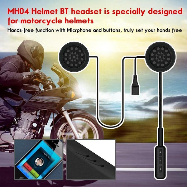 Motorcycle Helmet Headset Bluetooth 5.0Edr Headphones Wireless Earphone Hands Free With Mic Music Call Control Black