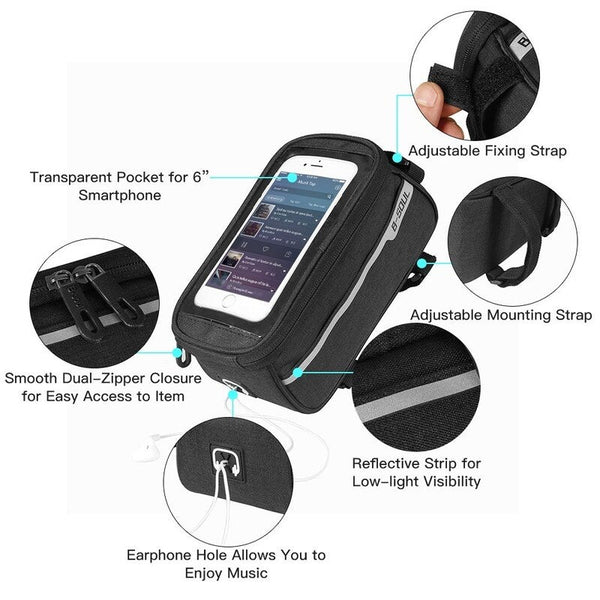 Mtb Bicycle Top Tube Phone Bag For 6 Blue