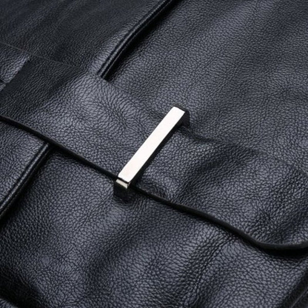 Muhan9006 Men's Retro Design Pu Crossbody Bag Large Capacity Charcoal