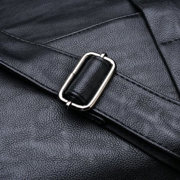 Muhan9006 Men's Retro Design Pu Crossbody Bag Large Capacity Charcoal
