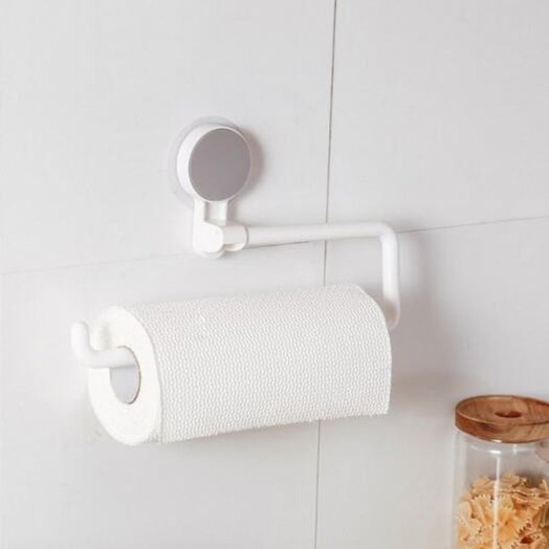 Multi Function 360 Degree Rotating Hanger Towel Toilet Paper Storage Rack Waterproof Elegant Holder Milk White
