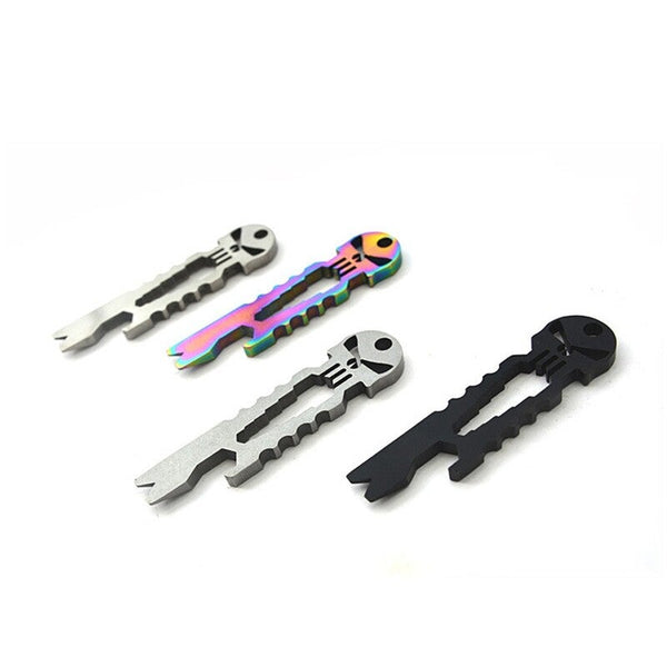 Stainless Steel Skull Crowbar Keychain Portable Outdoor Multi-Function Tool