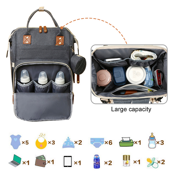 Multi Function Waterproof Mommy Bag Backpack Large Capacity Diaper Black