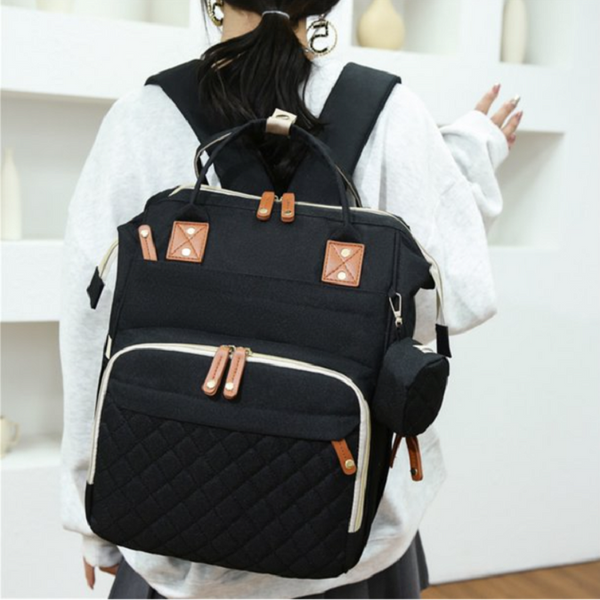 Multi Function Waterproof Mommy Bag Backpack Large Capacity Diaper Black