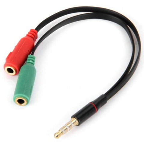 Multifunctional 3.5Mm Male To 2 Female Earphone Headphone Splitter Mic Audio Y Adapter Line Cable Black