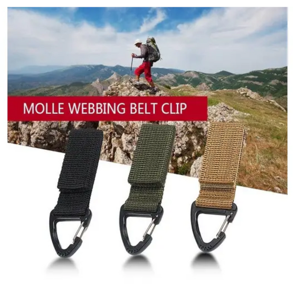 Multifunctional Molle Webbing Belt Clip Carabiner Buckle Backpack Chain Hook Dark Green