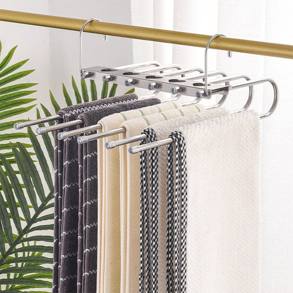 Multiple Layers Magic Pants Hangers Scarf Towel Rack Closet Space Saving Organizers