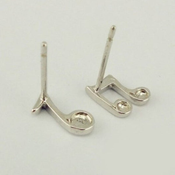Music Note Asymmetric Stud Earrings Silver