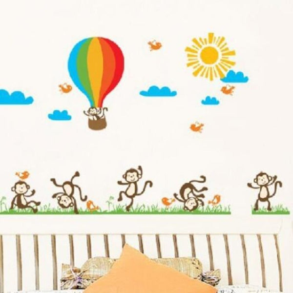 Naughty Monkey Hot Air Balloon Wallpaper Multi