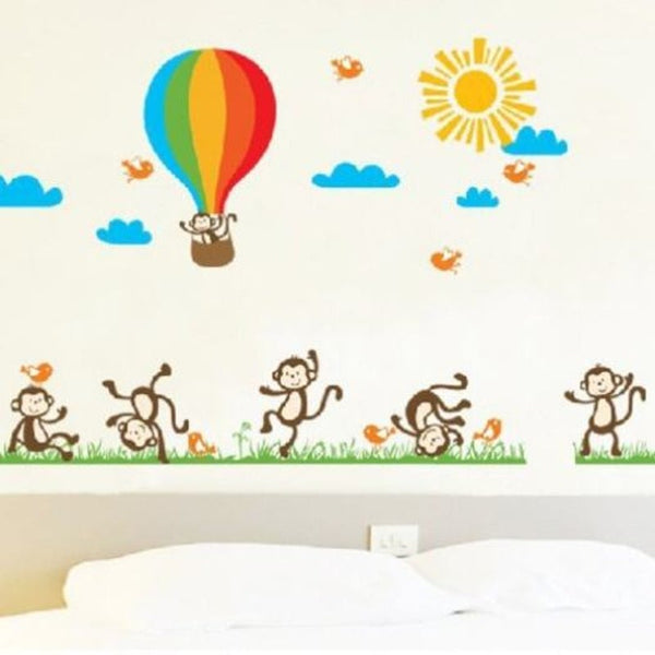 Naughty Monkey Hot Air Balloon Wallpaper Multi