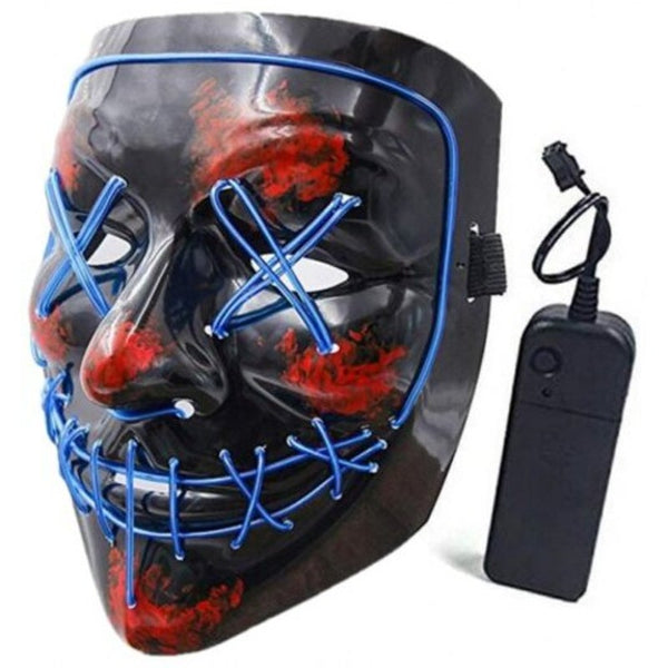 Christmas Mask Cosplay Led Costume El Wire Light Up For Party Blue