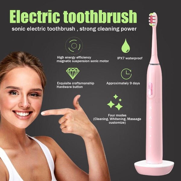 Newest Sonic Electric Toothbrushes Smart Rechargeable Whitening Acoustic Wave Waterproof Brush Head