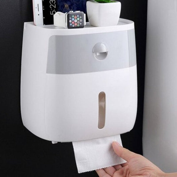 No Punch Toilet Paper Towel Box Set Tray Waterproof Roll Pumping Carton Light Grey