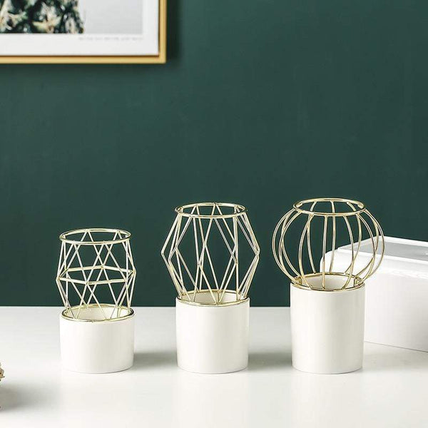 Green Or White Geometric Lantern Vase Home Decor