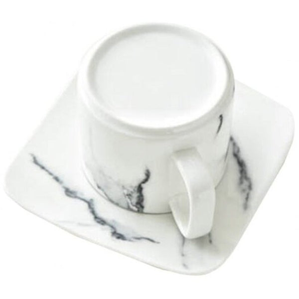 Northern Europe Ceramics Marbling Afternoon Tea Coffee Cup And Saucer White L