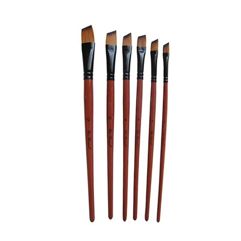 Nylon Hair Wooden Handle Watercolor Paint Brush Pen Set For Learning Oil Acrylic Painting Art Brushes Supplies 6 Pcsset