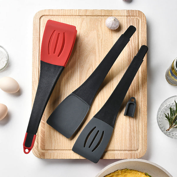 3 In 1 Frying Spatula Clip Silicone Food Steak Pancakes Shovel Slotted Turners Kitchen Tools Cooking Utensils Gadgets