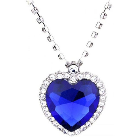 Ocean Star Love Fashion Diamond Crystal Pendant Necklace Cobalt Blue