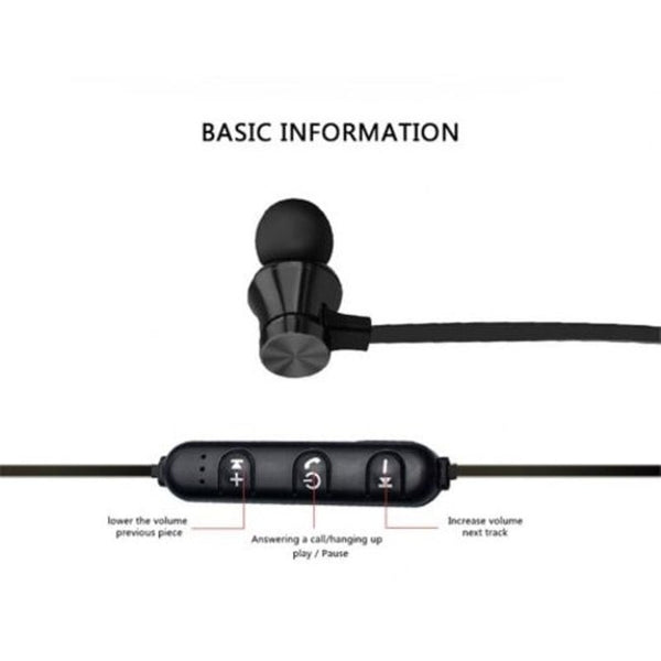 Earphone Wired In Magnet Exercise Sport Bluetooth Fresh Version Black