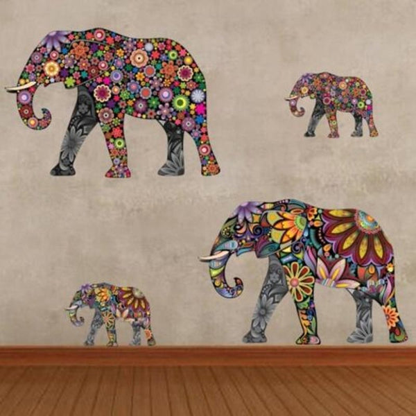 Pattern Elephant Living Room Decorative Pvc Cartoon Mural Wall Stickers Multi